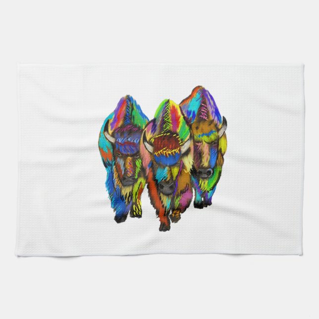 A Bison Trio Tea Towel (Horizontal)