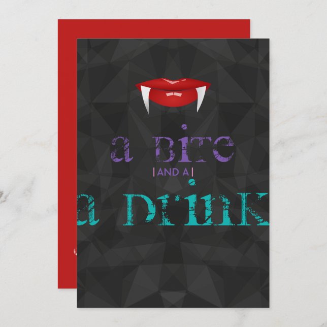 A Bite and a Drink Adult Halloween Party Invite (Front/Back)