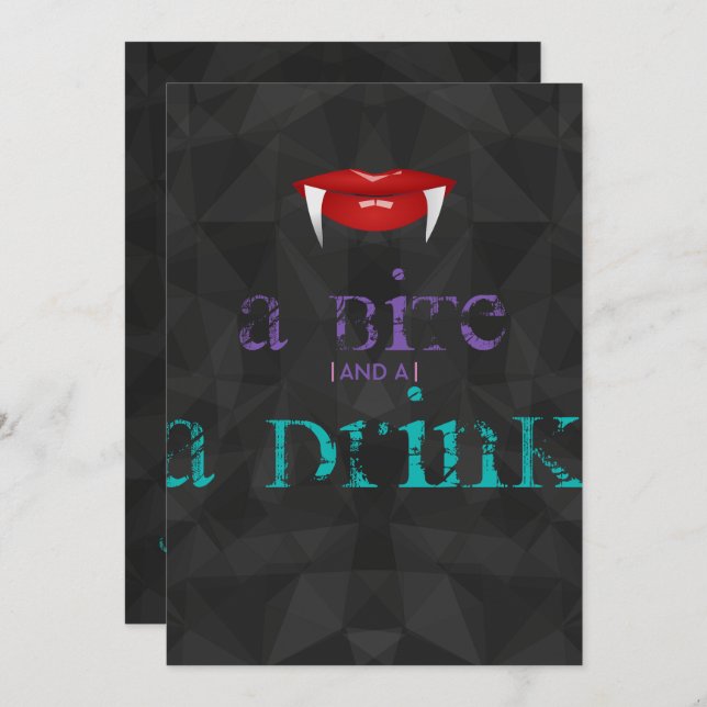 A Bite and a Drink Adult Halloween Party Invite (Front/Back)