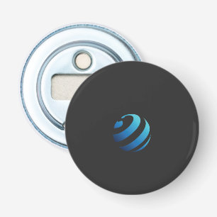 a black and blue logo with a wave on it bottle opener