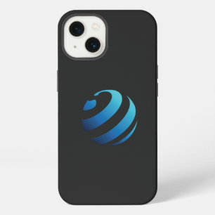 a black and blue logo with a wave on it iPhone 13 case