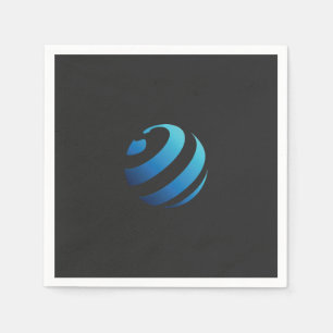 a black and blue logo with a wave on it napkin