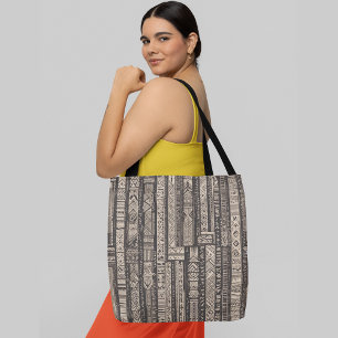 A black and white abstract pattern geometric shape tote bag