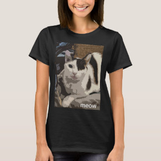 A black and white cat on a kitchen chair. Meow! T-Shirt