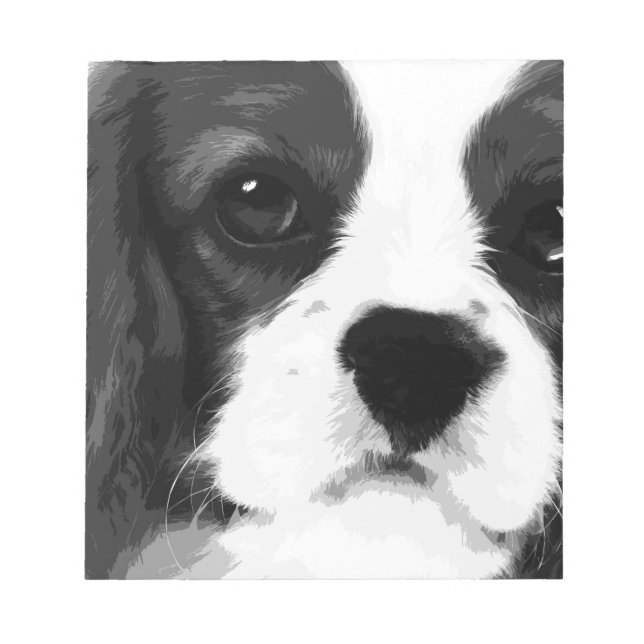 A black and white Cavalier king charles spaniel Notepad (Front)