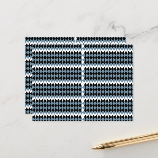 a black and white chequered pattern with a white b postcard (Front/Back In Situ)