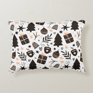 A Black and White Christmas Pattern Decorative Cushion