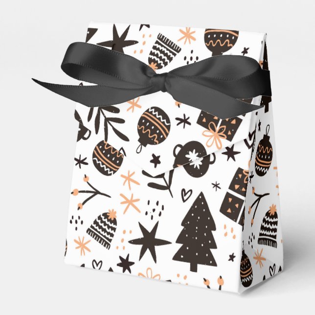 A Black and White Christmas Pattern Favour Box (Front Side)