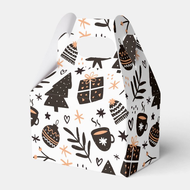 A Black and White Christmas Pattern Favour Box (Front Side)
