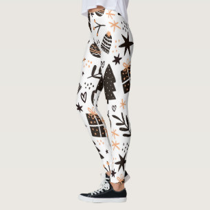 A Black and White Christmas Pattern Leggings