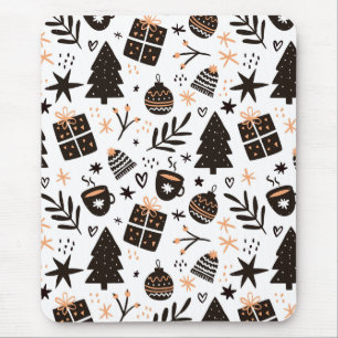 A Black and White Christmas Pattern Mouse Pad