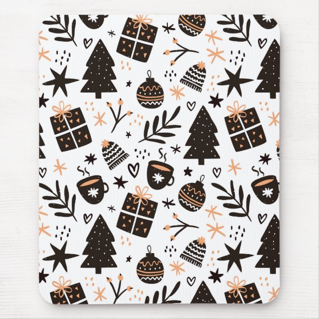 A Black and White Christmas Pattern Mouse Pad (Front)
