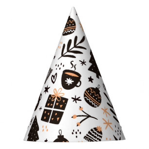A Black and White Christmas Pattern Party Hat