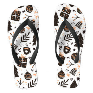 A Black and White Christmas Pattern Thongs