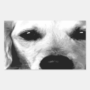 A black and white Golden retriever Rectangular Sticker