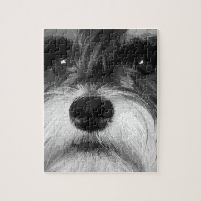A black and white Miniature Schnauzer Jigsaw Puzzle (Vertical)