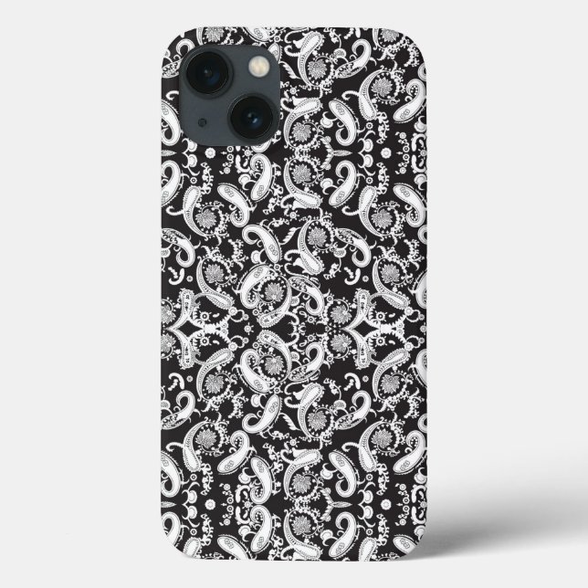 a black and white paisley pattern Case-Mate iPhone case (Back)