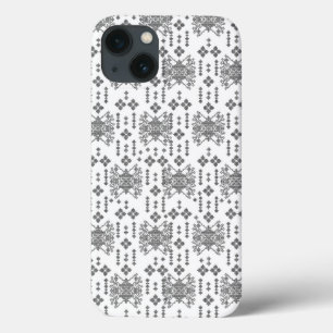 a black and white pattern with a white background iPhone 13 case