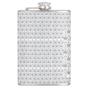 a black and white pattern with a white background hip flask