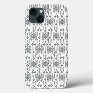 a black and white pattern with a white background iPhone 13 case