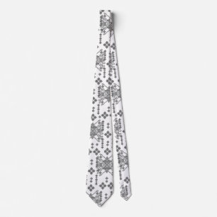 a black and white pattern with a white background tie