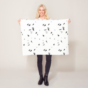 a black and white photo of a flock of birds fleece blanket