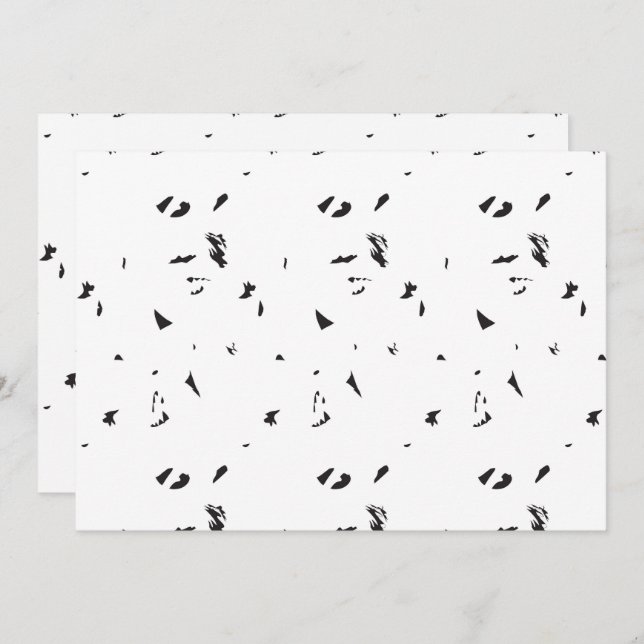 a black and white photo of a flock of birds invitation (Front/Back)