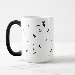 a black and white photo of a flock of birds magic mug