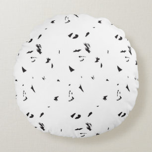 a black and white photo of a flock of birds round cushion