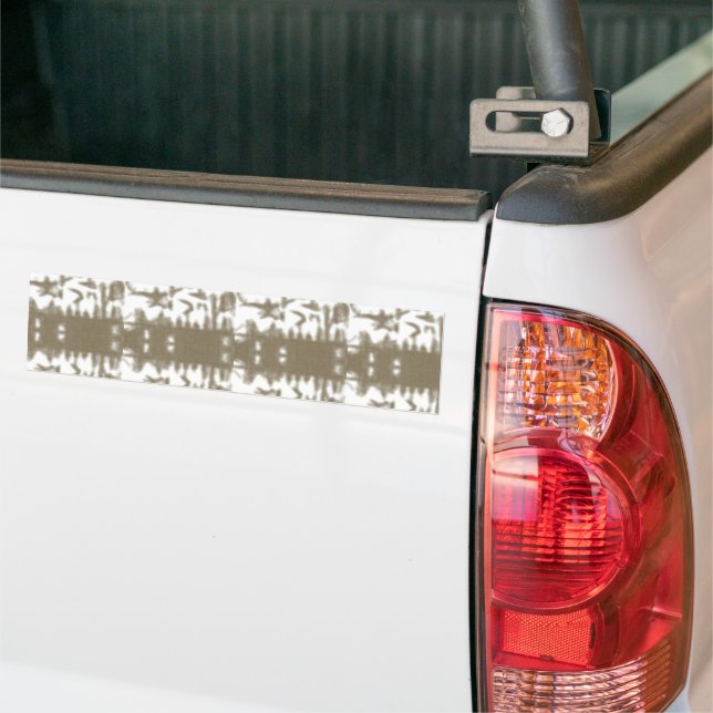 a black and white photo of a pattern bumper sticker (On Truck)