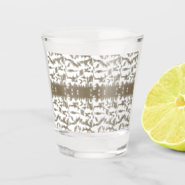 a black and white photo of a pattern shot glass (Front)