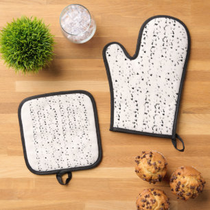 a black and white photo of rain drops oven mitt & pot holder set