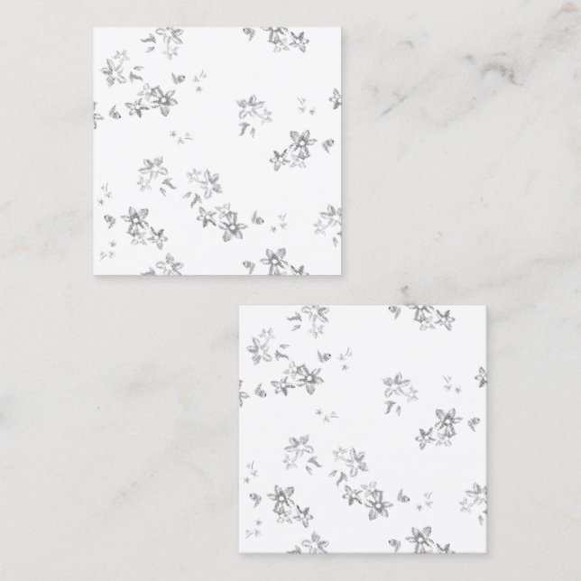 a black and white photo of snow flakes calling card (Front/Back)