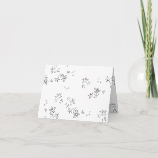 a black and white photo of snow flakes thank you card (Front)