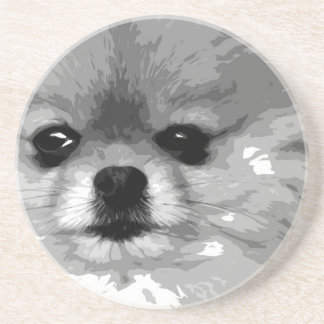 A black and white Pomeranian Coaster