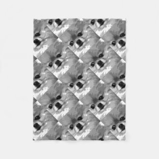 A black and white Pomeranian Fleece Blanket