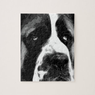 A black and white Saint bernard Jigsaw Puzzle