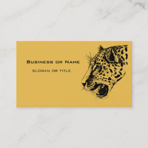 A Black and Yellow Hand Drawn Leopard Illustration Business Card
