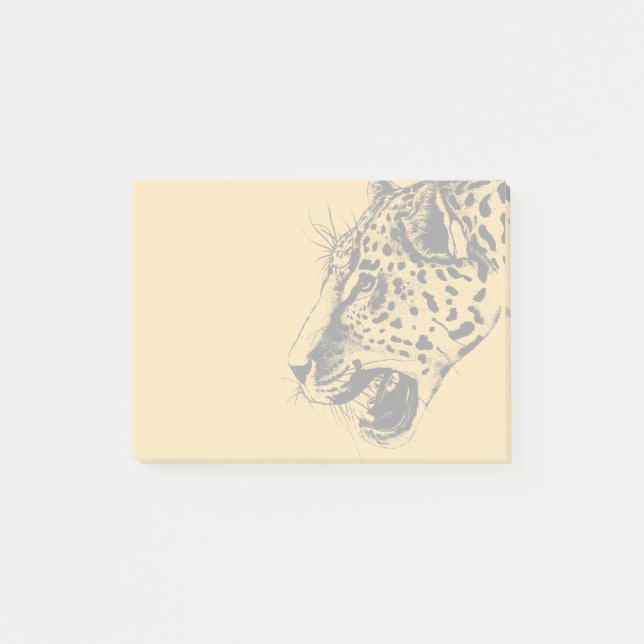 A Black and Yellow Hand Drawn Leopard Illustration Post-it Notes (Front)
