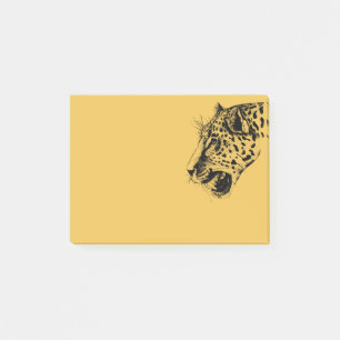 A Black and Yellow Hand Drawn Leopard Illustration Post-it Notes