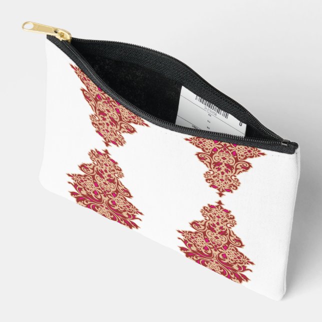 a black background with a red pattern on it accessory pouch (Open)