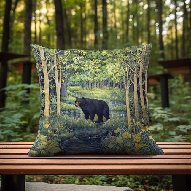 A Black Bear In The Forest, North Carolina Cushion (Creator Uploaded)