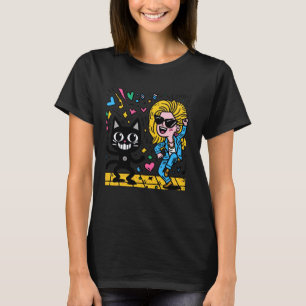 A black cat and a blonde beauty dancing together. T-Shirt