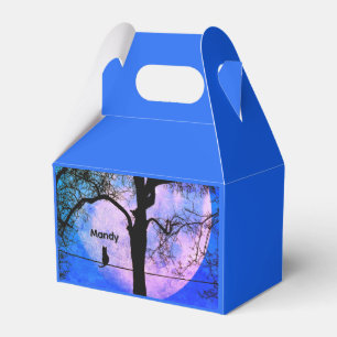 A Black Cat on a Wire Full Moon Name Favour Box