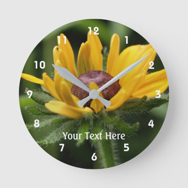 A Black Eyed Susan Flower Personalized Round Clock (Front)