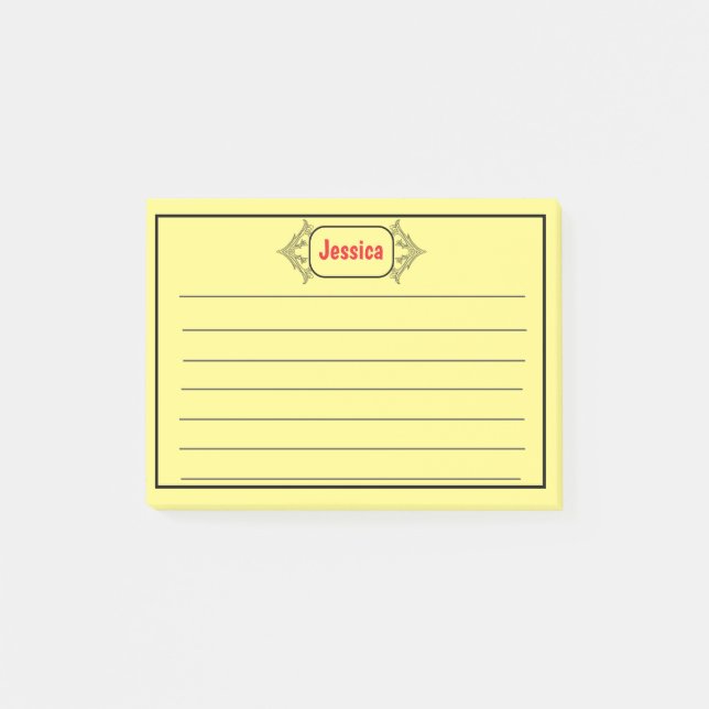 A Black Ornate Patterned Title Graphic Post-it Notes (Front)
