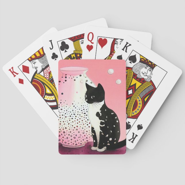 A Black/White Baby Cat and a Big Vice, Pink Back T Playing Cards (Back)
