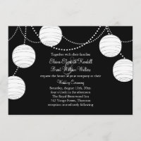 A Black & White Party Lanterns Wedding Invitation