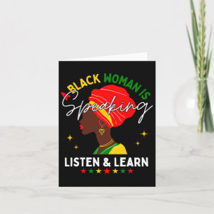 A Black Woman Is Speaking Listen And Learn For Afr Card