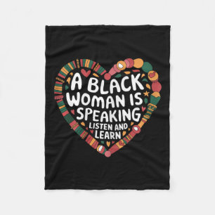 A Black Woman Is Speaking Listen And Learn Junetee Fleece Blanket